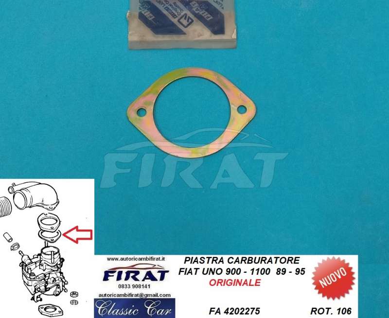 PIASTRA CARBURATORE FIAT UNO 900/1100 89-95 (4202275)
